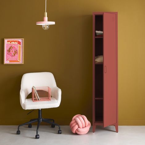 Armoire chambre en acier terracotta 4 espaces de rangement. casier