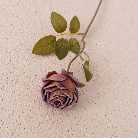 Rose Artificielle 39 cm - Boutons Givrés et Bords Déchirés - Pour Décoration Intérieure - 1 Pièce (1/5)