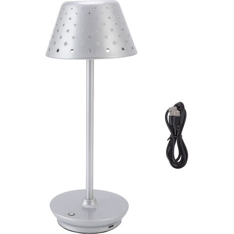 Lampe de bureau LED rétro argentée sans fil, gradation tactile sans palier pour chambres, bars et restaurants. (1/5)