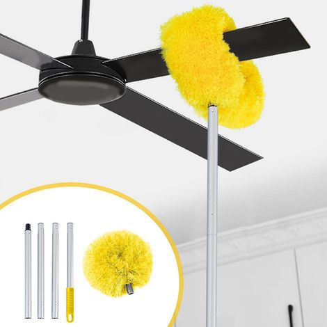 Plumeau pour ventilateur de plafond, plumeaux de nettoyage, plumeau en microfibre avec manche extensible de 120 cm, idéal pour nettoyer les ventilateurs de plafond, les hauts plafonds et les meubles. (1/5)