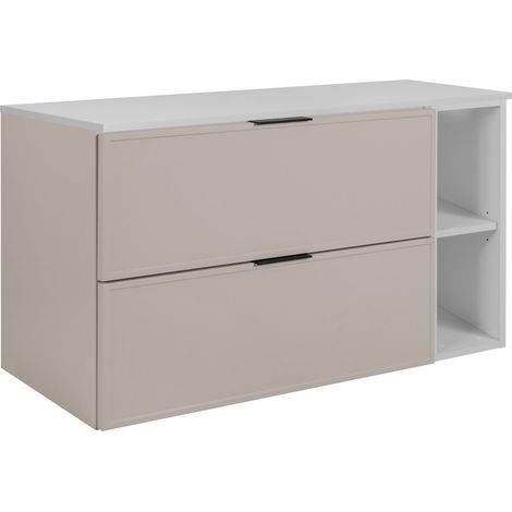 Rodan Waschbeckenunterschrank Slim 100,6 cm, Cashmere, 46 x 100 x 58,6 cm, wandhängend, weiße Platte und Ablage, 3 Grifffarben inklusive