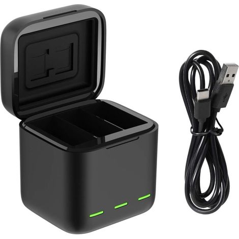 Battery charger for GoPro Hero 13 Black, triple-slot USB charging case with Type-C cable, battery carrying case fully compatible with original GoPro 13 accessories