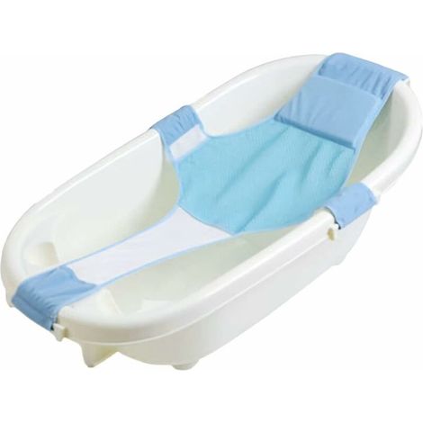 Siège de Bain Bébé Confortable Coussin Baignoire Nouveau-né en Maille Douche Siège de Baignoire Antidérapant Hamac de Bain Pliable Tapis de Bain Réglable Support de Bain Sécurité 0-12 Mois (1/4)