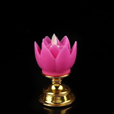 Lampe Lotus LED avec Mèche Imitée, Lumière Douce Naturelle, Décoration Épurée Violette pour Méditation (1/5)