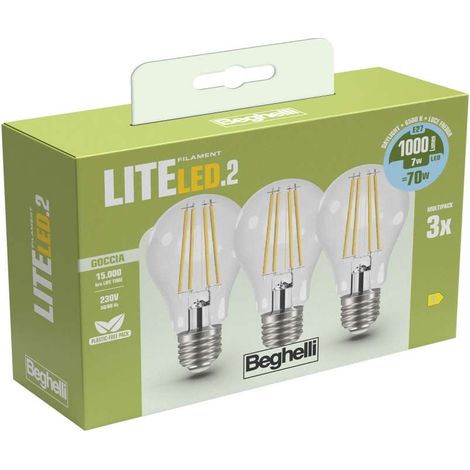 LAMPADA A LED A FILAMENTO MOD. 'GOCCIA' BEGHELLI 7W - E27 - (1/3)