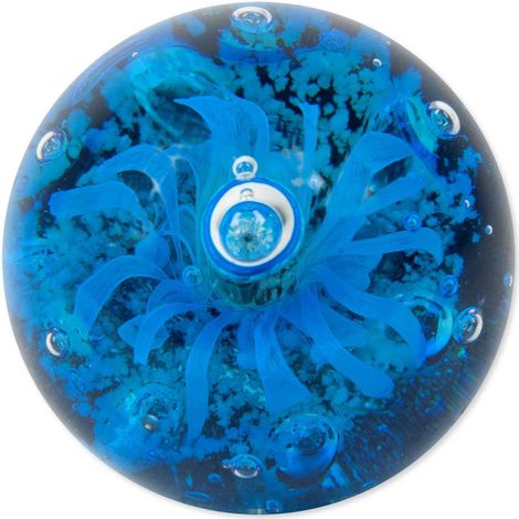 Presse papier rond en verre Meduse Bleu