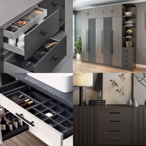 10 Pièces T Alliage Poignée Brossé Facile Poignées Porte D'armoire Meubles Monotrou Alliage Solide Durable, pour Tiroirs, Armoires, Placard, Armoires Chaussures, Tables Chevet—Noir Sable (1/5)