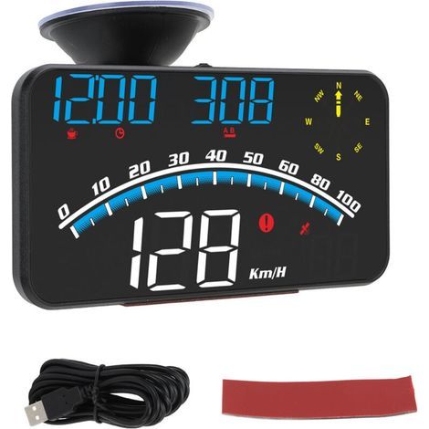 cran LED HUD intelligent, alarme de vitesse haute définition, GPS multifonction, compteur de vitesse universel 5V pour voitures et camions, bleu (1/4)