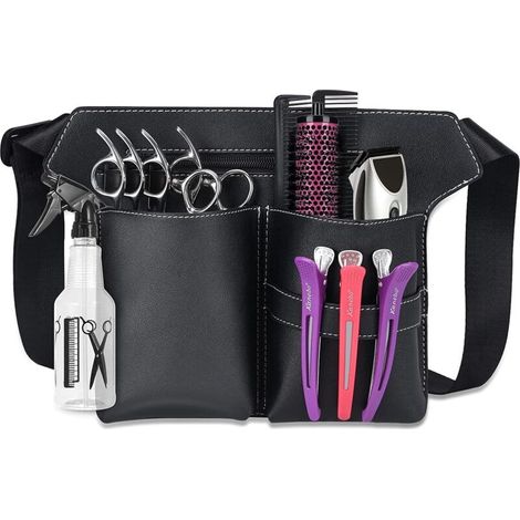 Gürteltasche aus PU-Leder für Friseure, Aufbewahrung für Scheren und Friseurzubehör für Salon und Reisen - Crezuo