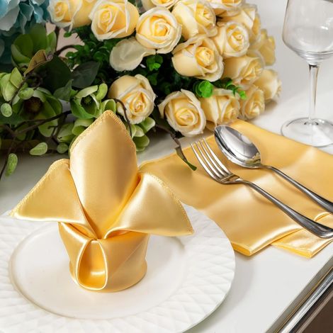 Set aus 20 goldenen Satinservietten, 43x43 cm - Luxuriöse Tischdekoration für Hochzeit, Hotel und Veranstaltungen-lsw