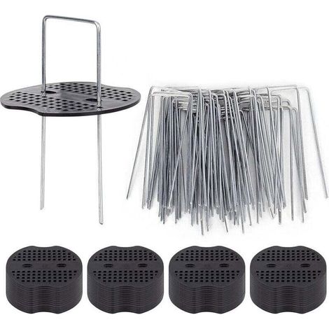 50 Piquets De Jardin Ave Rondelles, Piquets De Fixation en Acier Galvanisé pour Baches Agraphes De Fixation De Toile De Paillage Piquets Galvanisé (1/4)