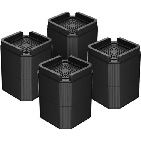 Lot de 8 rehausseurs de meubles carrés réglables, robustes pour pieds de table, pour lits, canapés, bureaux, commodes et canapés,10cm (1/5)