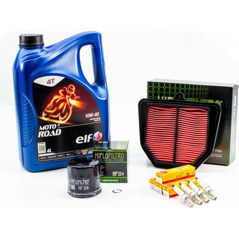 Kit Révision Filtres Bougies pour YAMAHA FAZER FZ8 N de 2011 à 2015 - ELF  MOTO 4 ROAD 10w40 4L