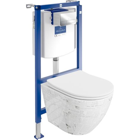 VILLEROY&BOCH WC Set mit Vorwandelement, Wand-WC und Spülknopf (1/5)
