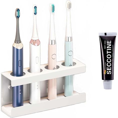1 Support Brosse à Dents Mural, 4 Trous, Acier Inoxydable, Terre de Diatomée, Salle de Bain (1/5)