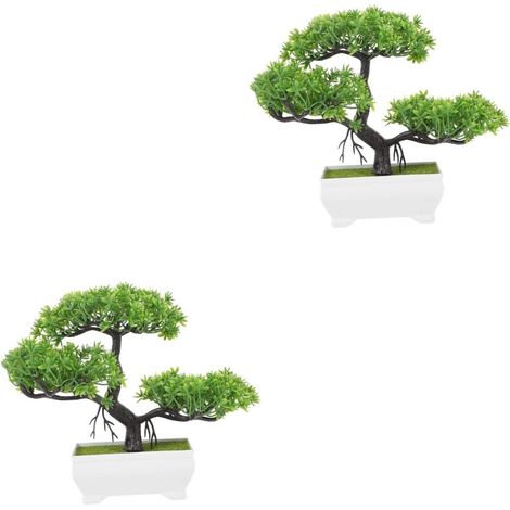 2pièces Simulation Arbre De Pin Artificiel Pot Décoration De Bureau Bonsai Accueillant pour Salon Et Bureau Ornement De Plante De Table Faux (1/5)