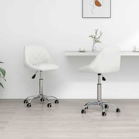 vidaXL Sillas de comedor giratorias 2 unidades cuero sintético blanco (1/5)
