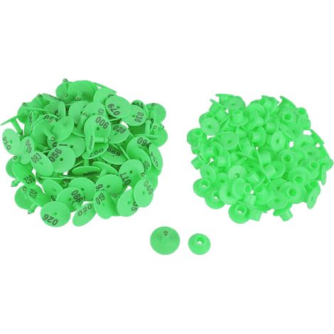 1-100 Nombre rond en plastique bétail étiquette d'oreille étiquette animale pour chèvre mouton cochon (vert),A (1/5)