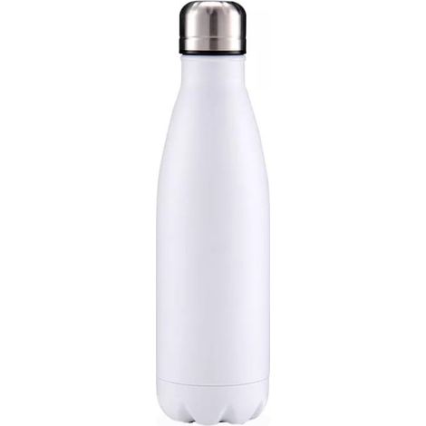 Bottiglia termica da 500 ml in acciaio inox per uso alimentare – Ecologica, resistente alla ruggine e a prova di perdite mantiene le bevande calde o fredde per 12 ore – Bianca (1/5)