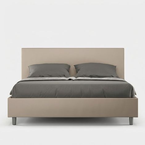 Cama matrimonio contenedor 160x200 moderno polipiel Adele M1 - Beige