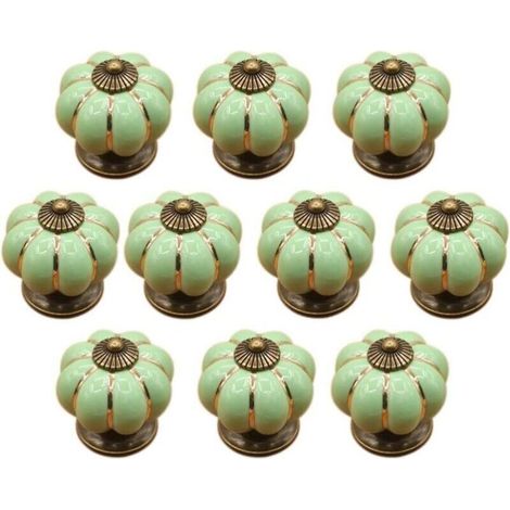 (Vert)10 Pcs Boutons de tiroir en céramique bouton de meuble pour tiroirs et placards de cuisine (1/4)