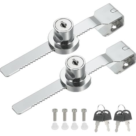 2Pcs Verrou de vitrine coulissant en verre sans perçage Argent (1/5)