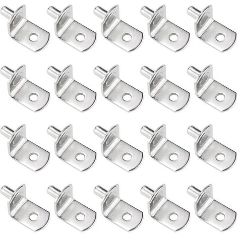 Lot de 20 clous de support d'étagère, 6 mm, en forme de L, pour meubles, armoires, bibliothèques (argent) (1/5)