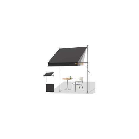 HOMEDEMO Store Balcon Rétractable avec poignée réglable, Résistant aux UV, Auvent Manuel Rétractable, Store Banne Hauteur et Inclinaison Réglable, pour Jardin, Patio Anthracite250 x (120-150) cm (1/3)
