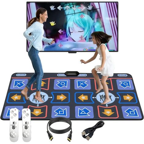 Tapis de danse interactif – Tapis de danse double avec 200 chansons – Modes de jeu interactifs – Convient pour 2 personnes – Plug (1/3)