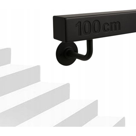 Rampe d’escalier - 100 cm - Acier noir - Design moderne - Intérieur et extérieur