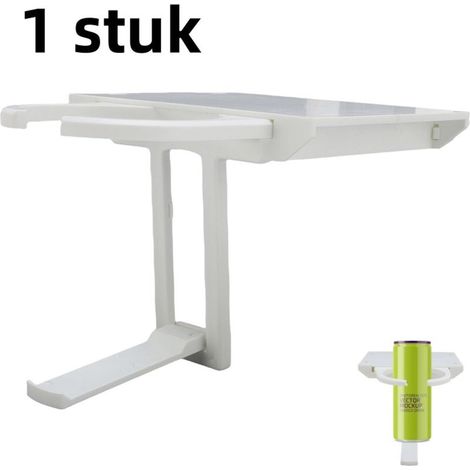 White foldable under-table cup holder with retractable claw-shaped support (1/5)