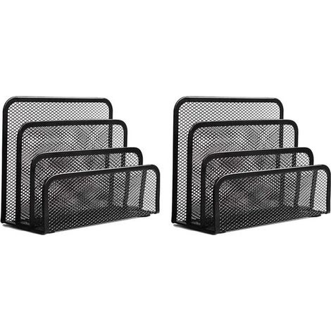 2 estantes metálicos de malla para cartas – Con 3 compartimentos verticales para organizar el correo y las carpetas del escritorio (1/5)