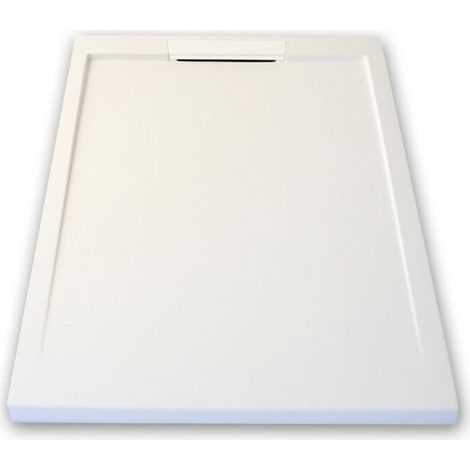 Mineralguss-Duschwanne extra flach LUX Schieferoptik weiß 80x160cm Auslaufschutz in Farbe (1/5)