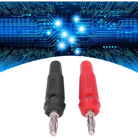 Connecteur en alliage de cuivre de type lanterne avec fiche banane de 4 mm et revêtement en caoutchouc souple sans soudure, vendu par lot de 10 (rouge et noir). (1/5)
