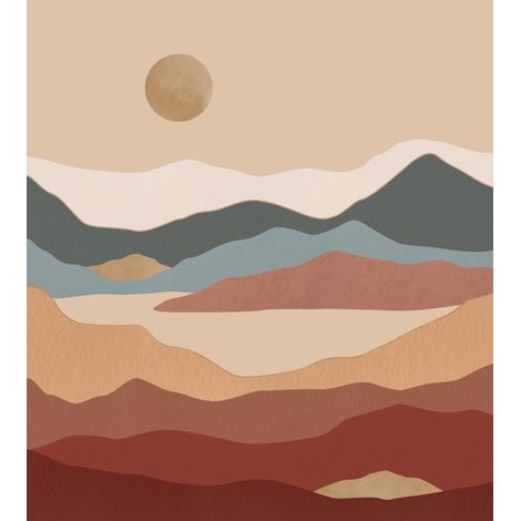 papier peint panoramique paysage désertique terracotta et bleu  - ESTAhome (1/4)