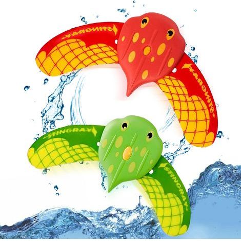 2 PCS Glider sous-marin, jouets de piscine, jouets de plongée, jouets de piscine, il suffit d'appuyer sur celui-ci sous la surface l'eau et il se déplace comme un petit poisson, rouge et vert (1/5)
