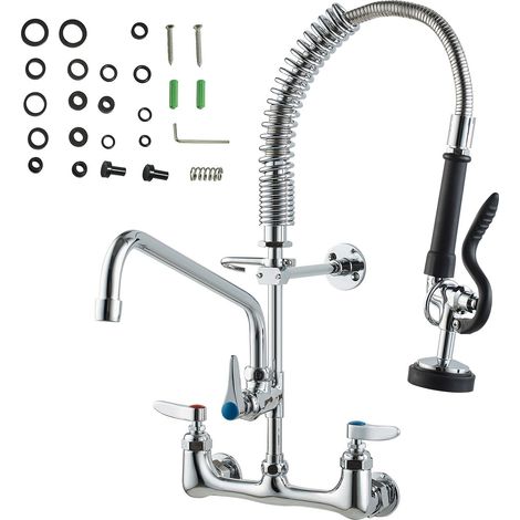 Mitigeur mural en laiton avec douchette pré-rinçage 53 cm et bec pivotant 30 cm, évier de cuisine professionnel (1/5)
