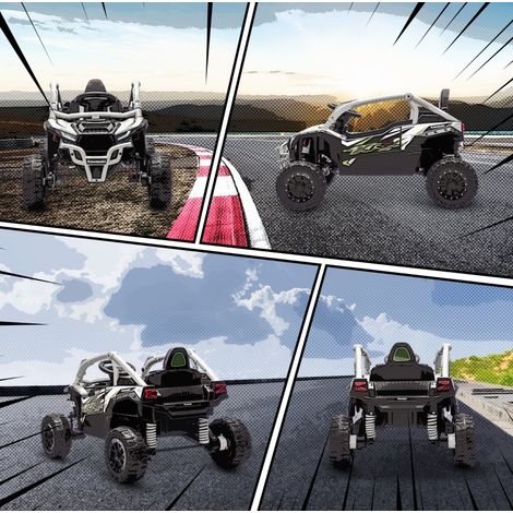 UTV eléctrico infantil 12 V, mando a distancia, LED, música y claxon, gris DESVIAE (1/5)