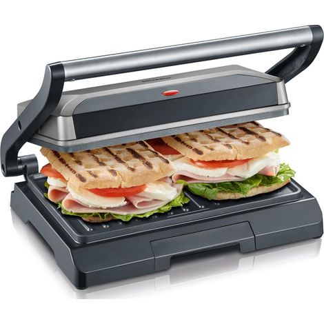 Severin – Grill multifonction 800W – 1 plaque – Couleur gris – Pour cuisson viande et légumes – Design compact