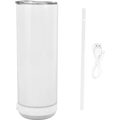 Isolierbecher (600 ml) mit abnehmbarem Bluetooth-Lautsprecher, Reisebecher für Damen und Herren, weißer Hintergrund (1/5)