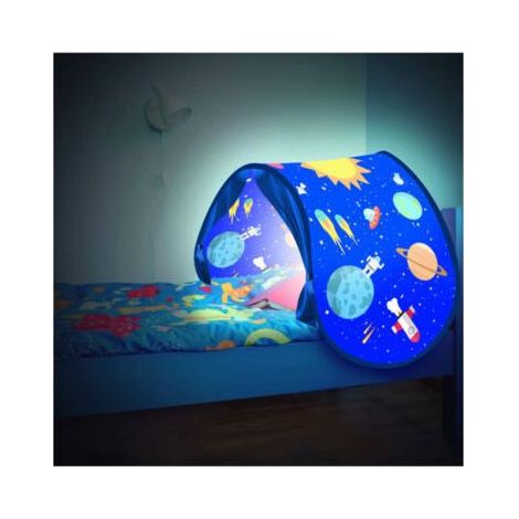 Tente de lit enfant 200 x 70 cm – Tissu durable – Lampe de lecture intégrée – Poche intérieure pour livre ou doudou