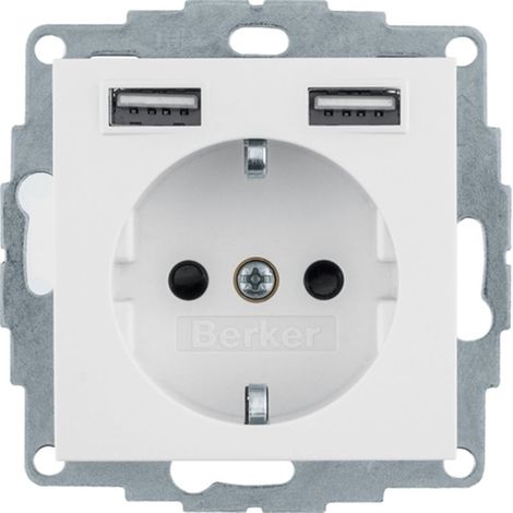 Berker Enchufe Schuko USB Blanco Polar Mate Compacto