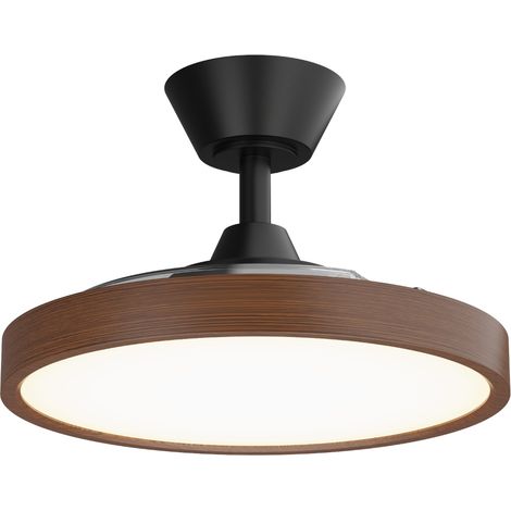 Ventilateur de plafond BOMBAY couleur bois foncé – Pales rétractables, lumière CCT dimmable, design minimaliste (1/5)