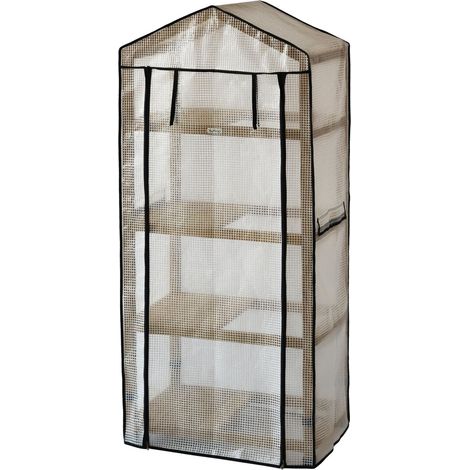 Serre en Film avec Cadre en Bois et Housse en polyéthylène, 100 % Bois certifié, Naturel (1/5)