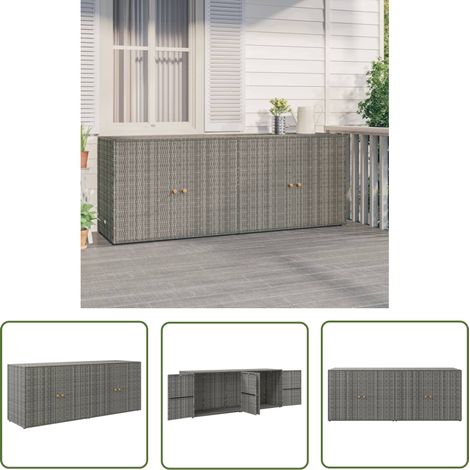The Living Store Gartenschrank Grau 198x55,5x80 cm Poly Rattan - Gartenschrank - Outdoor Möbel - Stauraum - Wetterfest - Poly Rattan (1/5)