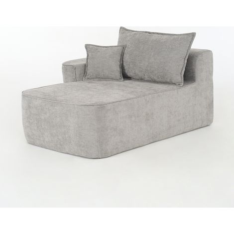 Chaiselongue ohne Montage – Bequemes & weiches Sofa inkl. Kissen,mit Seitentaschen,Grau