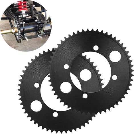 Piñón de transmisión trasero - 2 piezas 55T 54mm para motocicleta/mini quad de 47cc/49cc - Negro