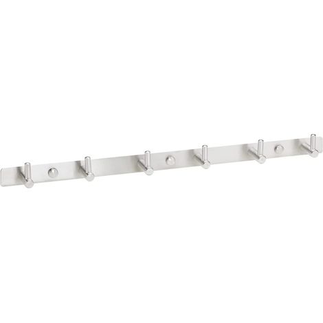 Patères murales KARA en acier inoxydable, disponibles à l'unité ou en barre à 4/6/8 crochets, fixation murale, dimensions au choix (6 crochets - L : 460 mm) par JUNKER DESIGN