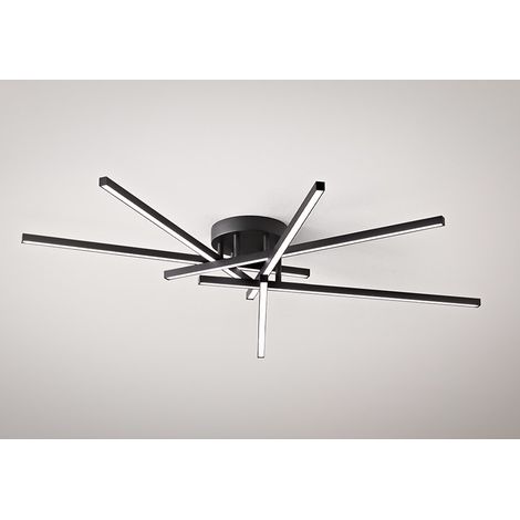 Plafonnier Led 70W En Aluminium Noir Mat, 4900 Lumens, Variable Avec Sélecteur Cct 3000K/4000K/6000K, Design Moderne Ip20 - Luminaire Perenz (1/2)
