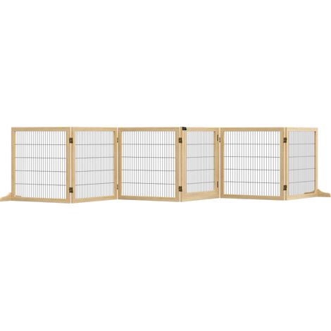 Barrera de seguridad plegable para perros de madera de pino y metal 432 x 36 x 70 cm HOMVRA (1/5)